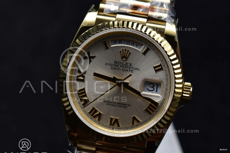 Edition Steel 36 Dial DayDate Roman Weight) with Bracelet Markers YG Best V5 President Silver vr3255 (Gain on QF 904L 0521